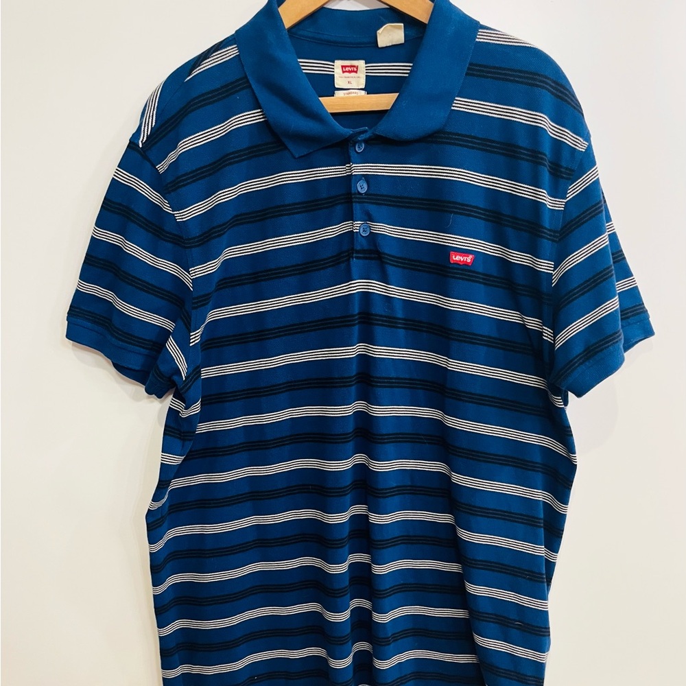 Levi's Men's Blue Striped Polo Shirt